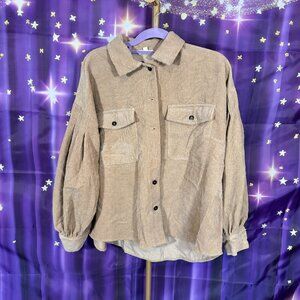 Easel - Button Down Corduroy Shacket - Tan - L/XL